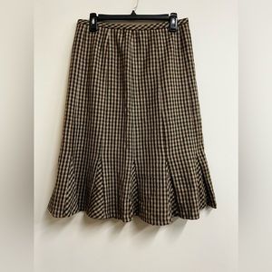NWT Talbots Brown Plaid Wool Knee Length Pleated Skirt - Women’s Size 6